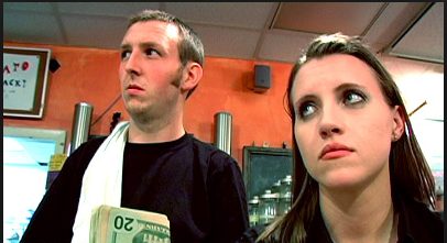 Tim (Ryan Ben) and Dierdre (Lacey Fleming) working in Affogato during STBD season six (2008).