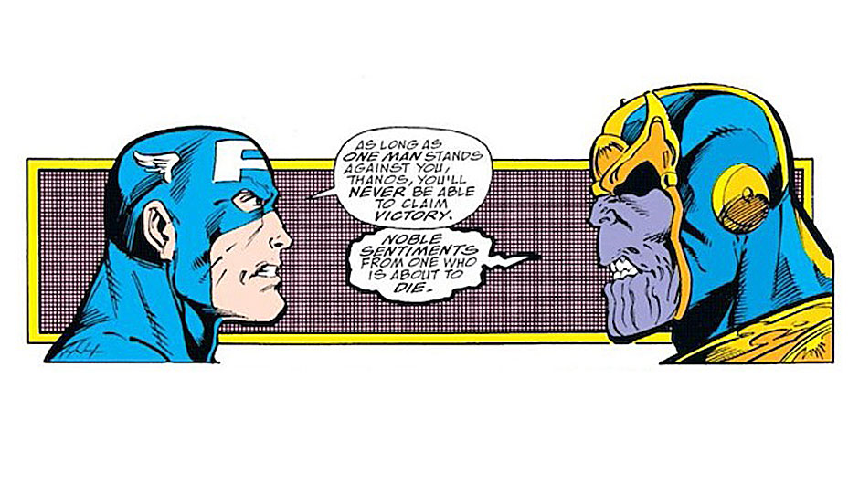 Captain America and Thanos face off during Marvel's Infinity Gauntlet
