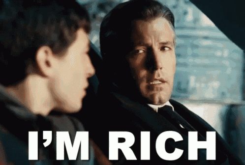 Justice League movie gif: Batman "I'm Rich"
