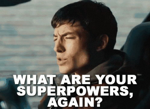 Justice League movie gif: Flash asking Batman "What are your super powers, again?"