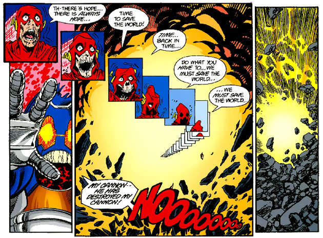 Barry Allen's Flash sacrifices himself to destroy the Anti-Monitor's cannon in DC's original Crisis on Infinite Earths
