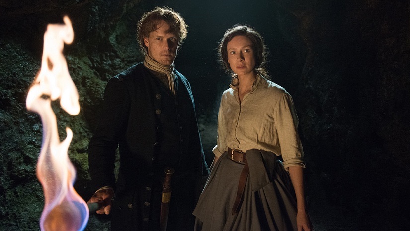 Sam Heughan as Jamie and Caitriona Balfe as Claire in Season 8 of Outlander