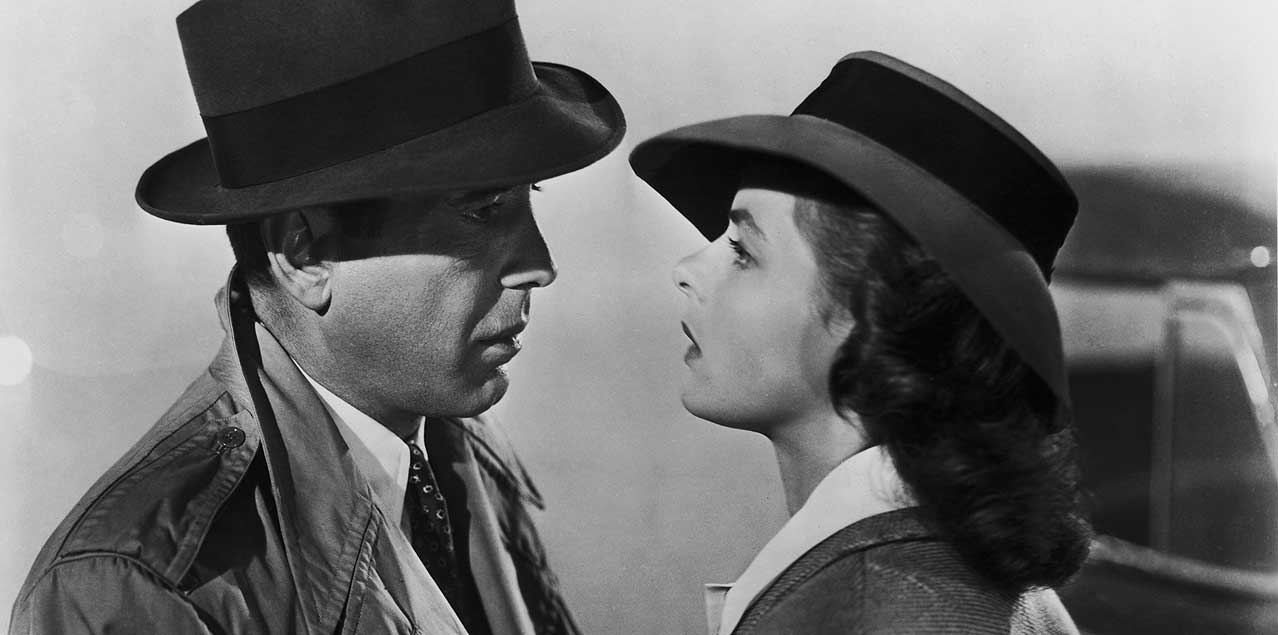 Humphrey Bogart as Rick Blaine and Ingrid Bergman as Ilsa Lund in Casablanca