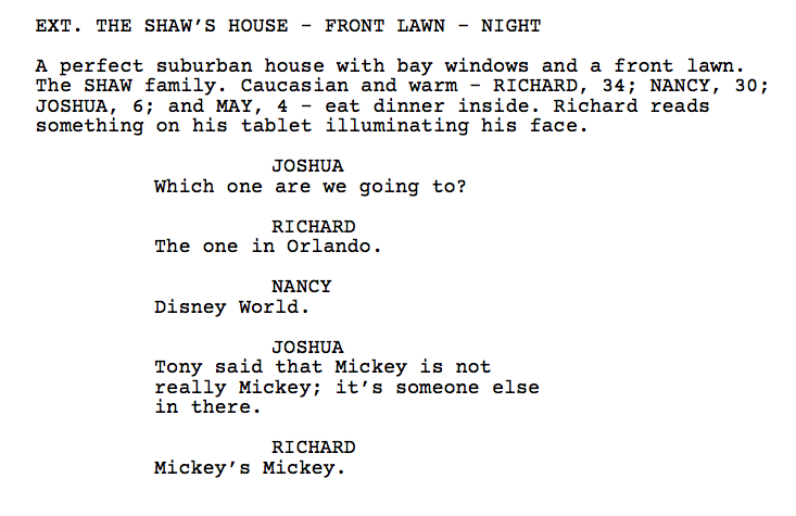 Opening scene from the Get Out screenplay