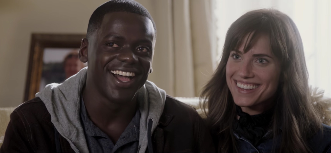 Daniel Kaluuya as Chris and Allison Williams as Rose in Get Out