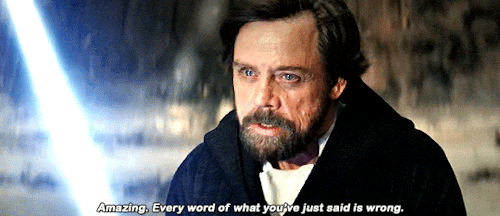 Luke Skywalker talks to Kylo Ren in The Last Jedi