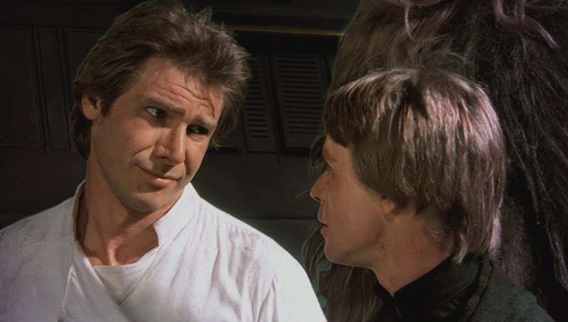 Han Solo (Harrison Ford) and Luke Skywalker (Mark Hamill) in Star Wars