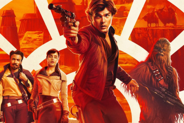 Star Wars movie art featuring Alden Ehrenreich and the cast of Solo: A Star Wars Story