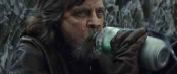 In Star Wars: The Last Jedi, Luke Skywalker (Mark Hamill) drinks alien milk on Ahch-To