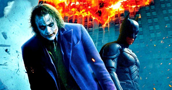 The Joker and Batman in Christopher Nolan's The Dark Knight