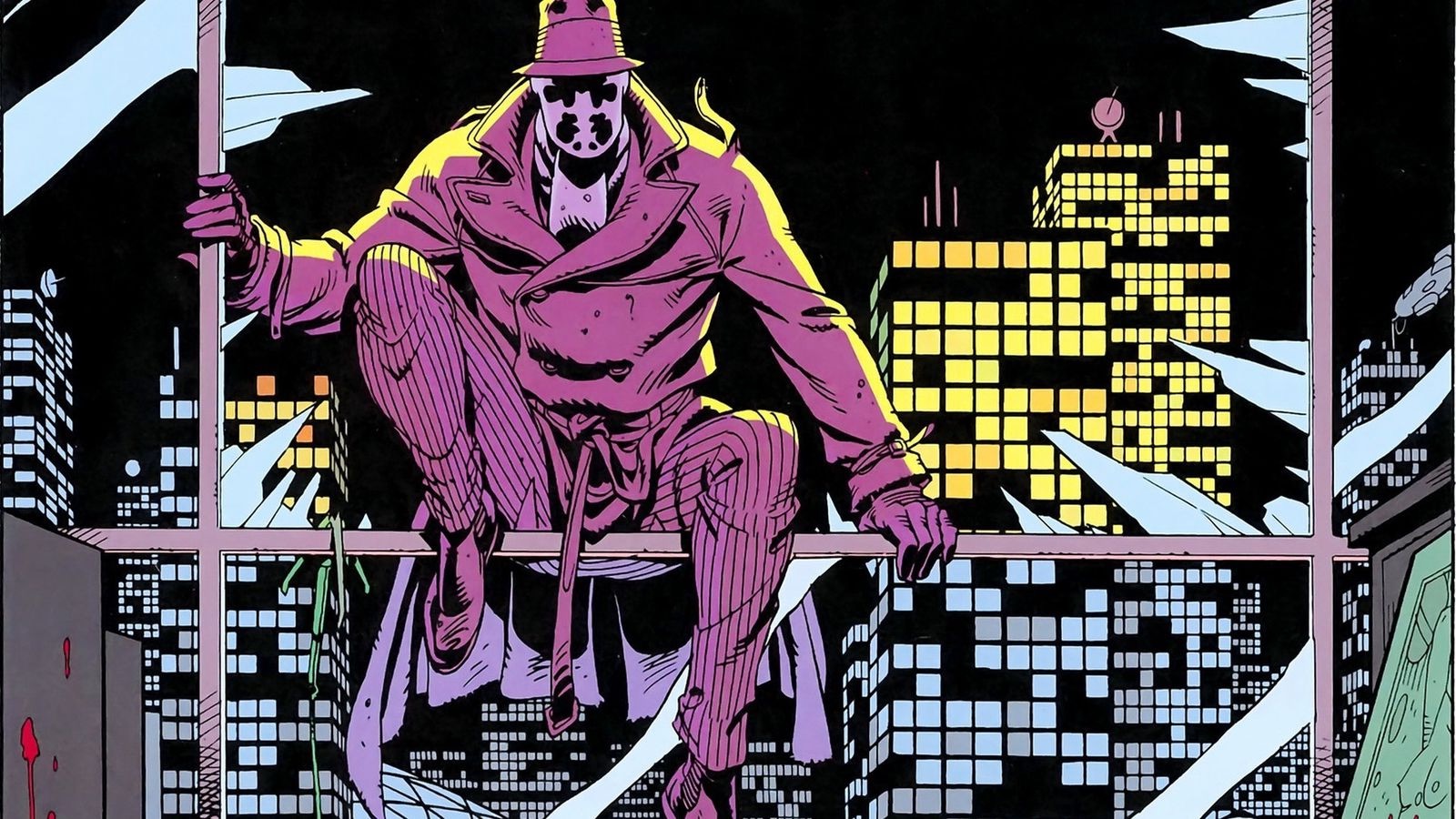 Rorschach's first appearance in Alan Moore and Dave Gibbons's Watchmen comic book series