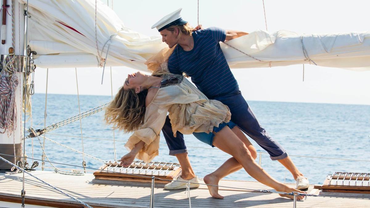 Lily James as Donna and Josh Dylan as Bill in Mamma Mia! Here We Go Again