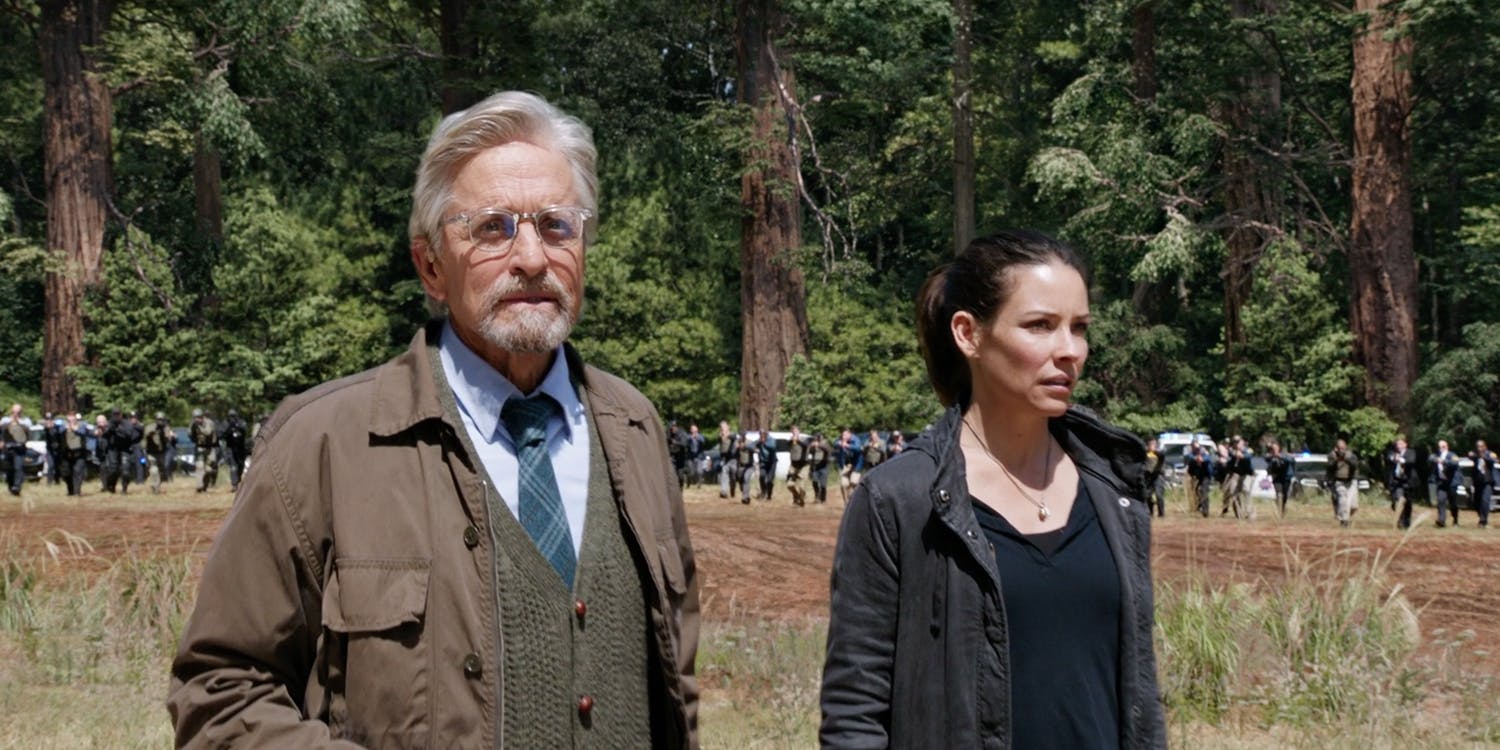 Michael Douglas as Henry Pym and Evangeline Lilly as Hope van Dyne in Ant-Man and the Wasp