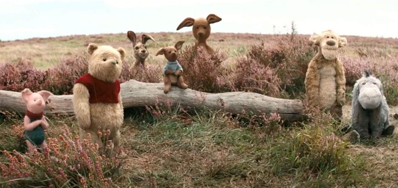 Piglet, Pooh, Rabbit, Roo, Kanga, Togger, and Eeyore in the Hundred Acre Wood