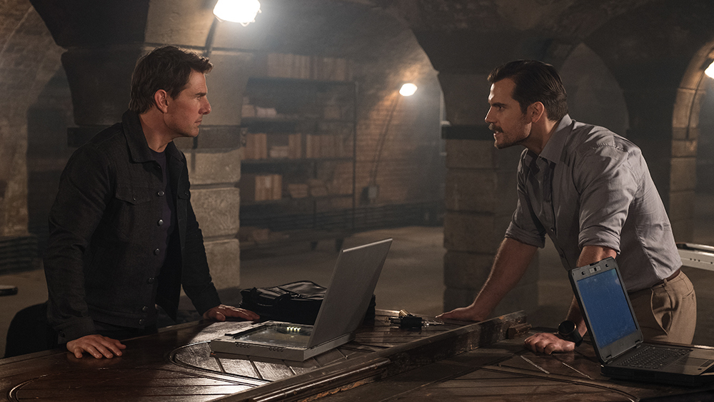 Tom Cruise as Ethan Hunt and Henry Cavill as August Walker in MISSION: IMPOSSIBLE - FALLOUT