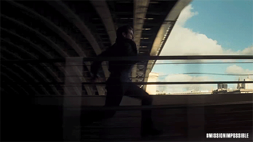 Tom Cruise as Ethan Hunt doing his own stunts in Mission: Impossible - Fallout