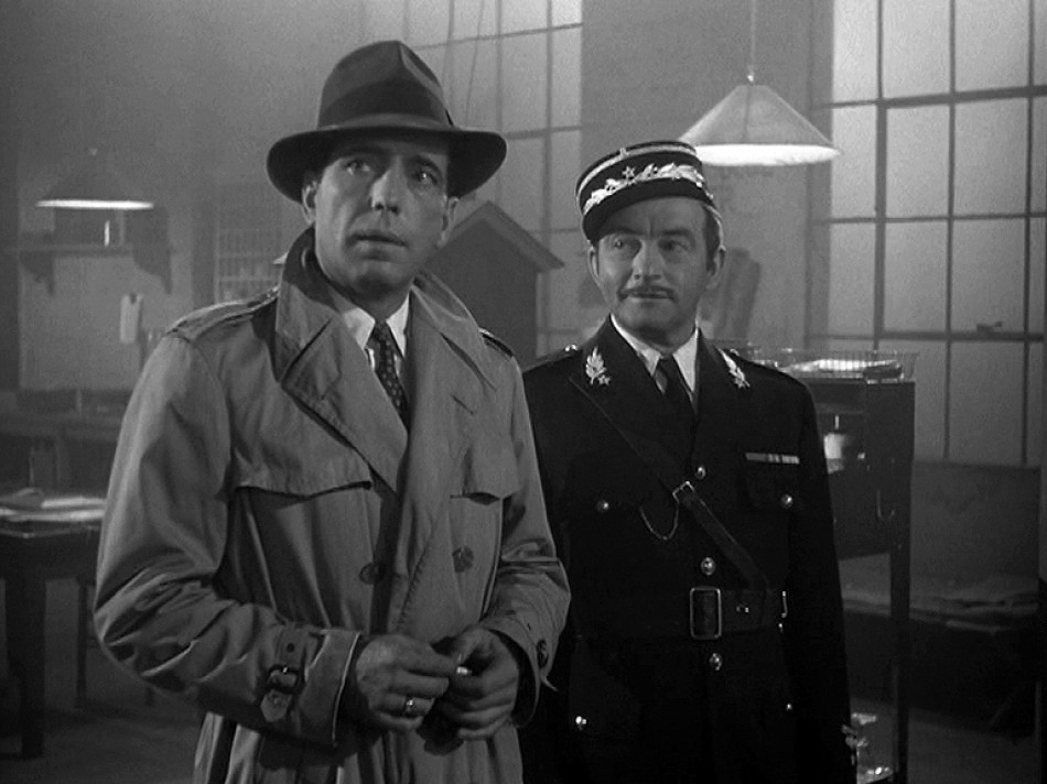 Humphrey Bogart as Rick Blaine and Claude Rains as Captain Renault in Casablanca