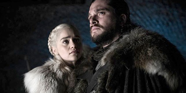 Daenerys Targaryen (Emilia Clarke) and Jon Snow a.k.a. Aegon Targaryen (Kit Harrington) in the cyrpts of Winterfell on HBO's Game of Thrones