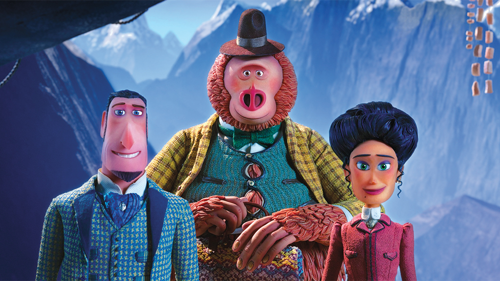 Sir Lionel Frost (left) voiced by Hugh Jackman and Mr. Link (Center) voiced by Zach Galifianakis and TK (left) in director Chris Butler’s MISSING LINK, a Laika Studios Production and Annapurna Pictures release. Credit : Laika Studios / Annapurna Pictures