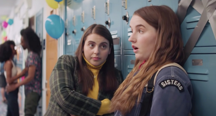 Molly (Beanie Feldstein) and Amy (Kaitlyn Dever) discuss life after high school in Booksmart