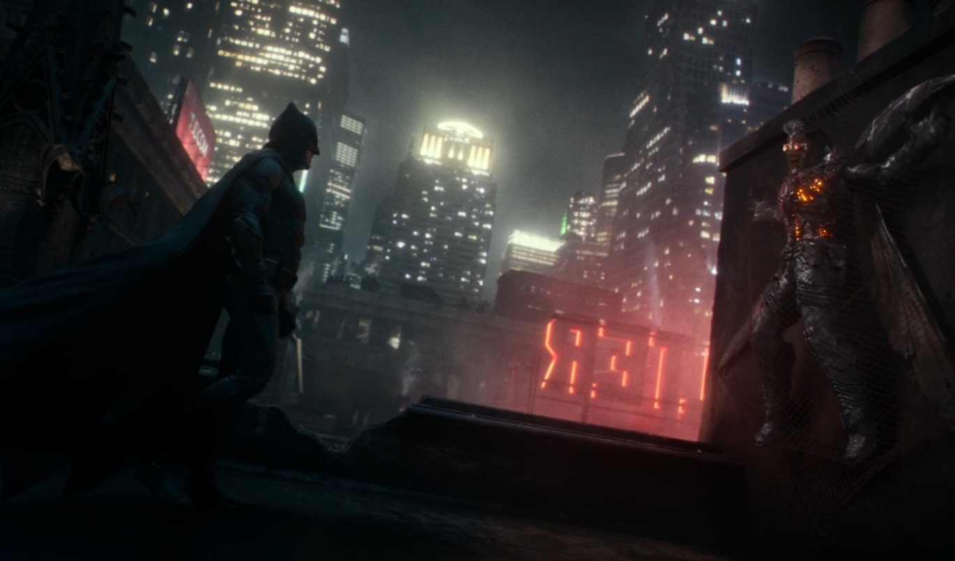Batman (Ben Affleck) faces a parademon in Joss Whedon's 2017 cut of Justice League
