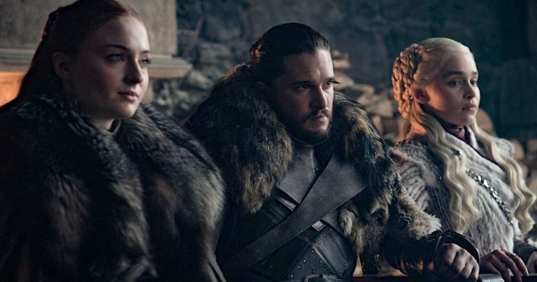 Lady Sansa Stark (Sophie Turner), Lord Jon Snow (Kit Harrington), and Queen Daenerys Targaryen (Emilia Clarke) have some tense character moments in season 8 of HBO's Game of Thrones